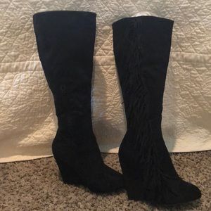 Brand new black fringe boots